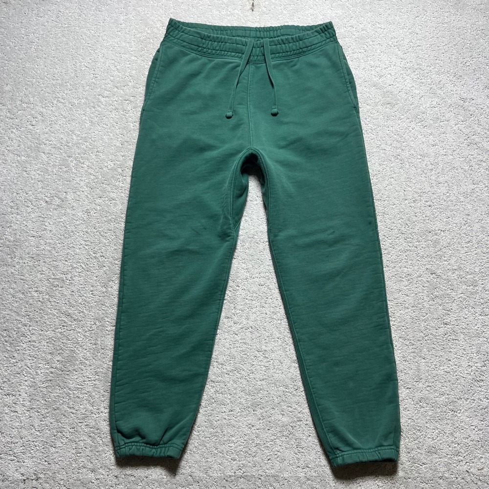 H&M‎ Sweatpants Mens Large Green Blank Staple Jogger Heavyweight Distressed